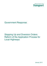 Government response - stopping up and diversion orders: reform of the application process for local highways