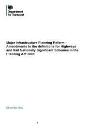 Major infrastructure planning reform - amendments to the definitions for highways and rail nationally significant schemes in the Planning Act 2008