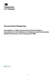 Government response - consultation on major infrastructure planning reform: amendments to the definitions for highways and rail nationally significant schemes in the Planning Act 2008