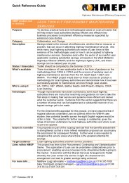 Quick reference guide - lean toolkit for highway maintenance services