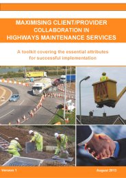 Maximising client/provider collaboration in highways maintenance services. A toolkit covering the essential attributes for successful implementation. Version 1