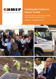 Creating the culture to deliver toolkit. Supporting highways authorities in adapting ways of working to achieve success. Version 1