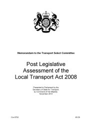 Post legislative assessment of the Local Transport Act 2008 - memorandum to the Transport Select Committee. Cm 8752