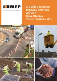A lean toolkit for highway services. Annex 1: Case studies. Version 1 December 2013