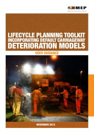 Lifecycle planning toolkit incorporating default carriageway deterioration models. User guidance. November 2012