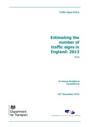 Traffic signs policy: Estimating the number of traffic signs in England: 2013. V2.0 (part of a consultation package)