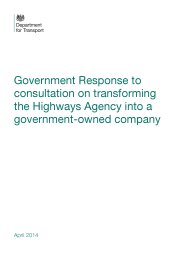 Government response to consultation on transforming the Highways Agency into a government-owned company. Cm 8855