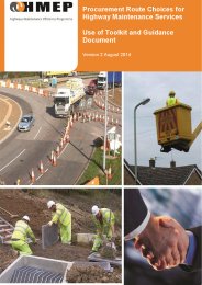 Procurement route choices for highway maintenance services. Use of toolkit and guidance document. Version 2 - August 2014