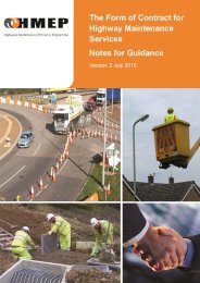 Form of contract for highway maintenance services - notes for guidance. Version 2 - July 2015