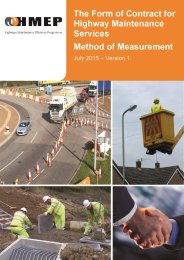 Form of contract for highway maintenance services - method of measurement. July 2015 - Version 1