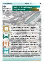 National travel survey: England, 2015