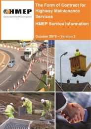 Form of contract for highways maintenance services. HMEP Service information. October 2016 - Version 2