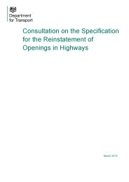 Consultation on the Specification for the reinstatement of openings in highways