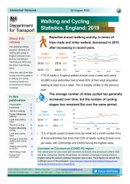 Walking and cycling statistics, England: 2019
