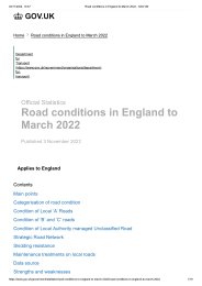 Road conditions in England to March 2022
