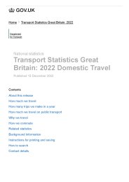 Transport statistics Great Britain: 2022. Domestic travel