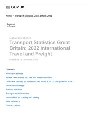 Transport statistics Great Britain: 2022. International travel and freight