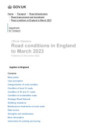 Road conditions in England to March 2023