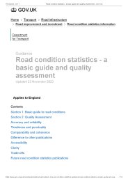 Road condition statistics - a basic guide and quality assessment