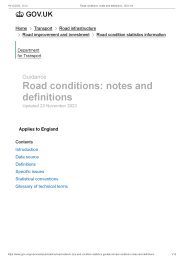 Road conditions in England - notes and definitions