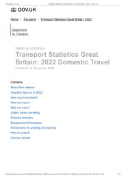 Transport statistics Great Britain: 2022. Domestic travel