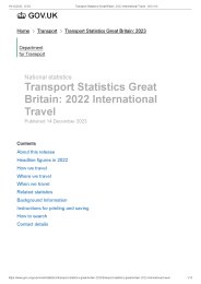 Transport statistics Great Britain: 2022. International travel