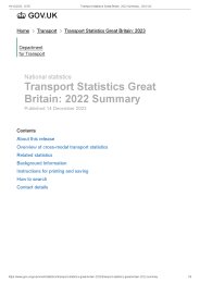 Transport statistics Great Britain: 2022. Summary