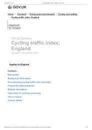 Cycling traffic index, England