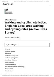 Walking and cycling statistics, England: local area walking and cycling rates (Active Lives Survey)