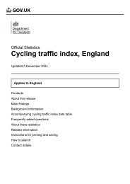 Cycling traffic index, England