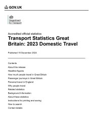 Transport statistics Great Britain: 2023. Domestic travel