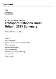 Transport statistics Great Britain: 2023. Summary