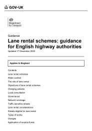 Lane rental schemes: guidance for English local highway authorities
