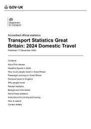 Transport statistics Great Britain: 2024. Domestic travel