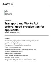 Transport and Works Act orders: good practice tips for applicants