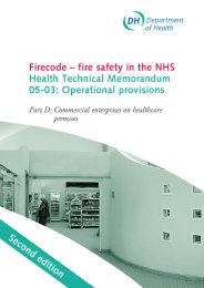 Firecode - fire safety in the NHS. Operational provisions part D: Commercial enterprises on healthcare premises