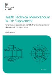 Performance specification D 08: thermostatic mixing valves (healthcare premises)