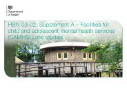 HBN 03-02: supplement A - facilities for child and adolescent mental health services (CAMHS) case studies