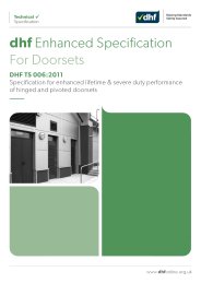 DHF enhanced specification for doorsets. Specification for enhanced lifetime and severe duty performance of hinged and pivoted doorsets