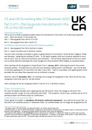 CE and UKCA marking after 31 December 2020 part 3 – placing goods manufactured in the UK on the GB market