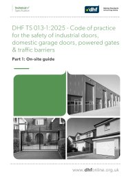Code of practice for the safety of industrial doors, domestic garage doors, powered gates and traffic barriers. Part 1: On-site guide