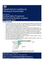 Building safety programme: monthly data release England: 31 October 2021
