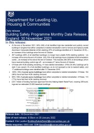 Building safety programme: monthly data release England: 30 November 2021