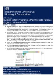 Building safety programme: monthly data release England: 31 March 2022