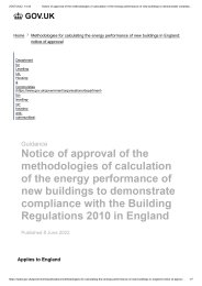 Notice of approval of the methodologies of calculation of the energy performance of new buildings to demonstrate compliance with the building regulations 2010 in England