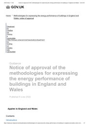 Notice of approval of the methodologies for expressing the energy performance of buildings in England and Wales