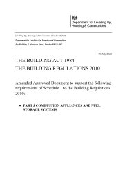 Amended approved document to support the following requirements of schedule 1 to the Building Regulations 2010: part J combustion appliances and fuel storage systems