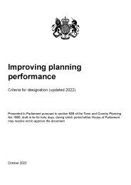 Improving planning performance. Criteria for designation (updated 2022)