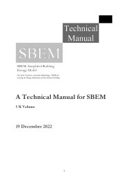 Technical manual for SBEM: Simplified Building Energy Model: Part of the National Calculation Methodology: SBEM for assessing the Energy performance of non-domestic buildings. UK volume. 19 December 2022