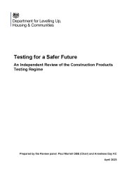 Testing for a safer future. An independent review of the construction products testing regime